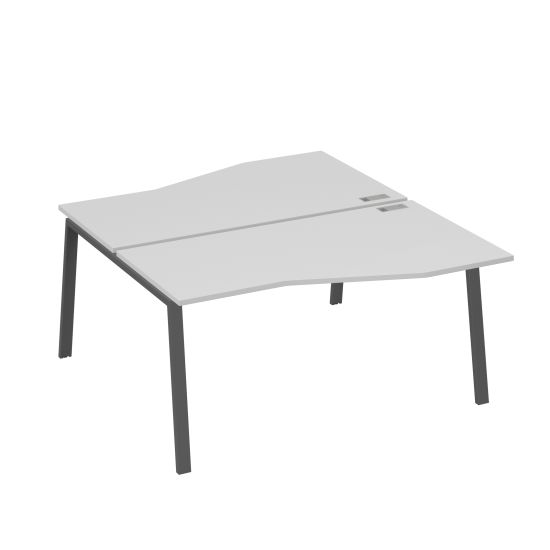 Рабочая станция (2х160) столы Техно на опорах TRE серый / металлокаркас антрацит