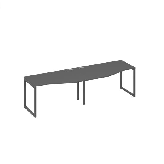 Рабочая станция столы (2х140) Техно эргономичные каркас QUATTRO антрацит премиум / металлокаркас антрацит