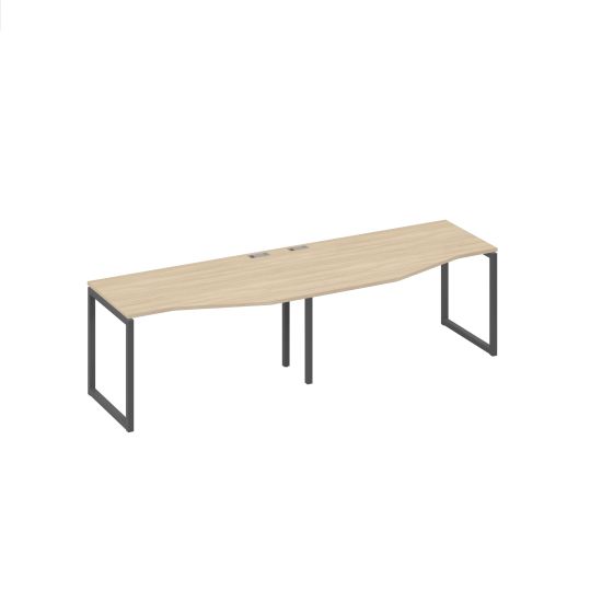 Рабочая станция столы (2х140) Техно эргономичные каркас QUATTRO дуб скандинавский / металлокаркас антрацит