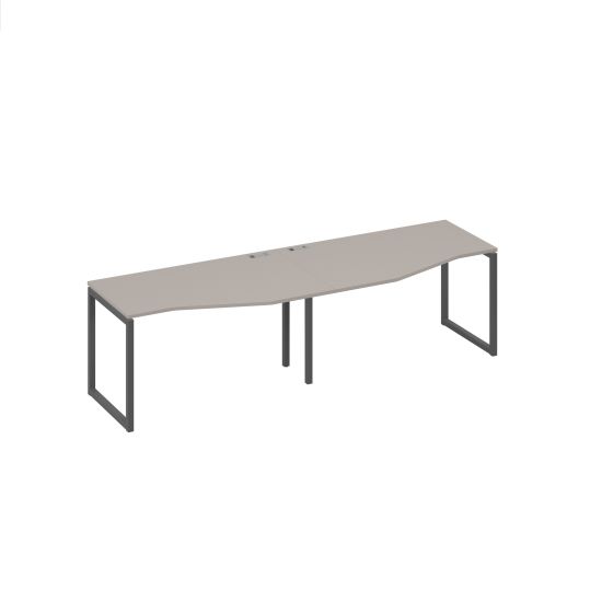 Рабочая станция столы (2х140) Техно эргономичные каркас QUATTRO мокко премиум / металлокаркас антрацит