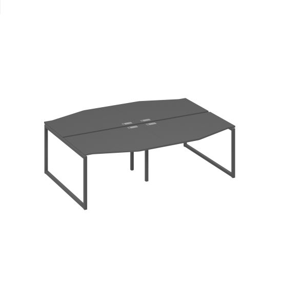 Рабочая станция столы (4х120) Техно на металлокаркасе QUATTRO антрацит премиум / металлокаркас антрацит