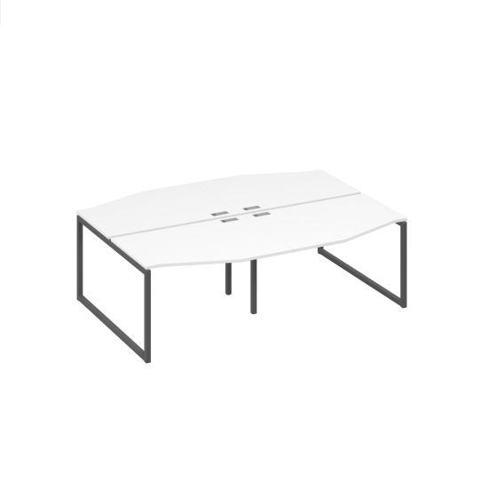 Рабочая станция столы (4х120) Техно на металлокаркасе QUATTRO белый премиум / металлокаркас антрацит