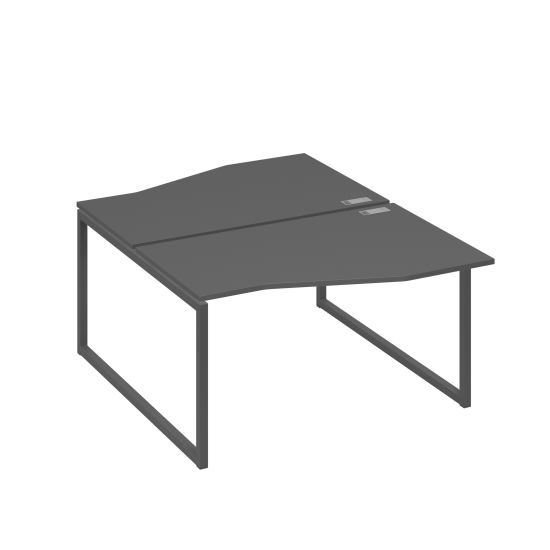 Рабочая станция столы (2х140) Техно каркас QUATTRO антрацит премиум / металлокаркас антрацит