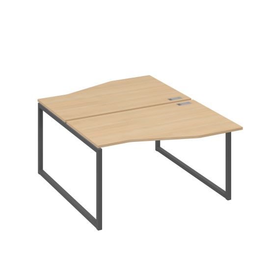 Рабочая станция столы (2х140) Техно каркас QUATTRO натуральный дуб / металлокаркас антрацит