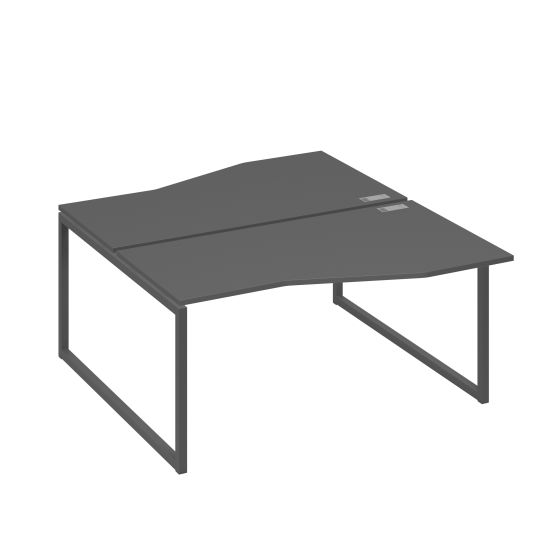 Станция каркас QUATTRO столы 2х160 Техно эргономичные антрацит премиум / металлокаркас антрацит