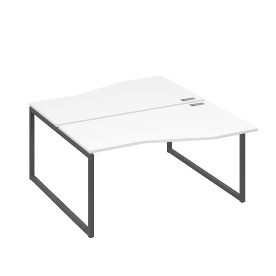 Станция каркас QUATTRO столы 2х160 Техно эргономичные белый премиум / металлокаркас антрацит