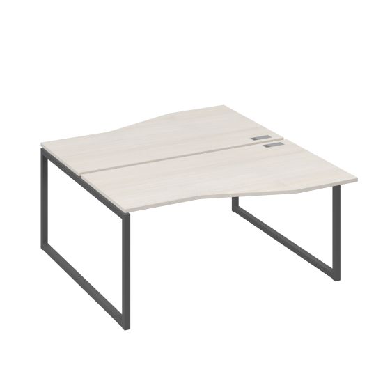 Станция каркас QUATTRO столы 2х160 Техно эргономичные дуб / металлокаркас антрацит