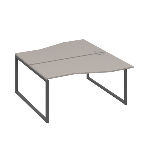 Станция каркас QUATTRO столы 2х160 Техно эргономичные мокко премиум / металлокаркас антрацит