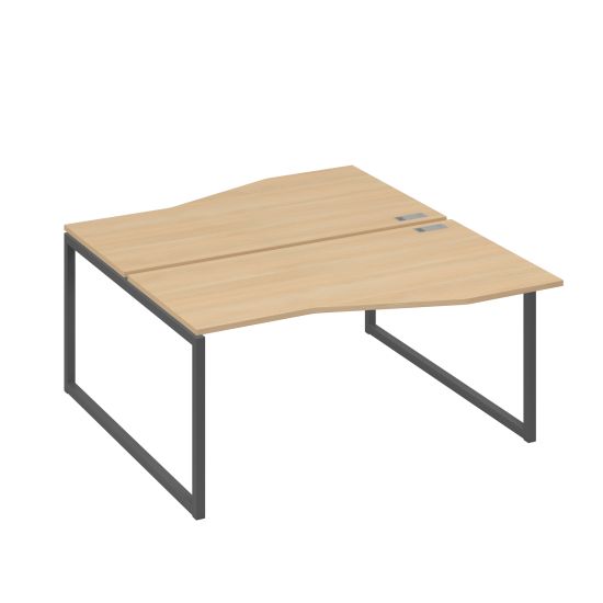Станция каркас QUATTRO столы 2х160 Техно эргономичные натуральный дуб / металлокаркас антрацит