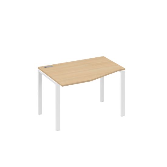 Стол на металлокаркасе UNO эргономичный левый Техно натуральный дуб / металлокаркас белый
