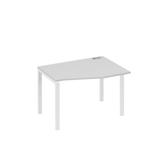 Стол правый Техно эргономичный на металлокаркасе UNO серый / металлокаркас белый