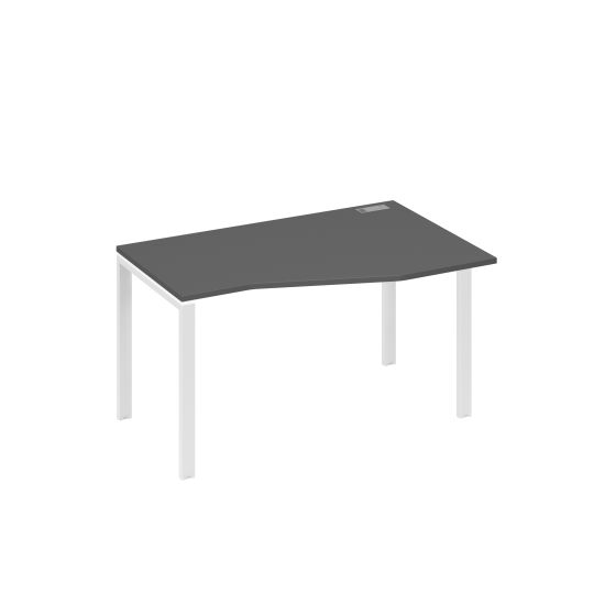 Стол на металлокаркасе UNO эргономичный правый Техно антрацит премиум / металлокаркас белый