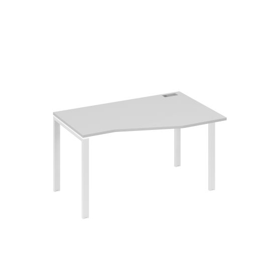 Стол на металлокаркасе UNO эргономичный правый Техно серый / металлокаркас белый