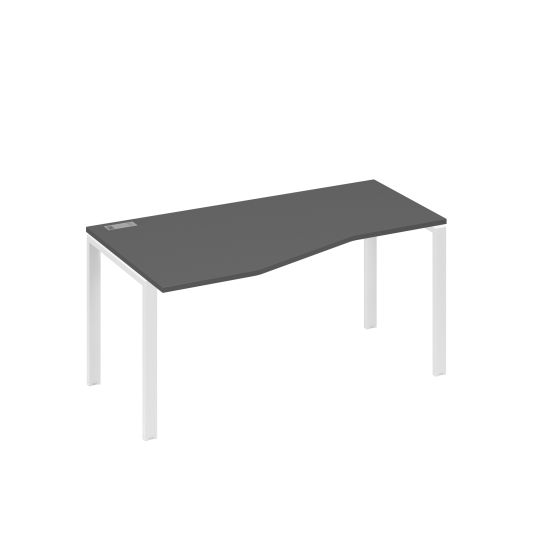 Стол эргономичный левый Техно на металлокаркасе UNO антрацит премиум / металлокаркас белый
