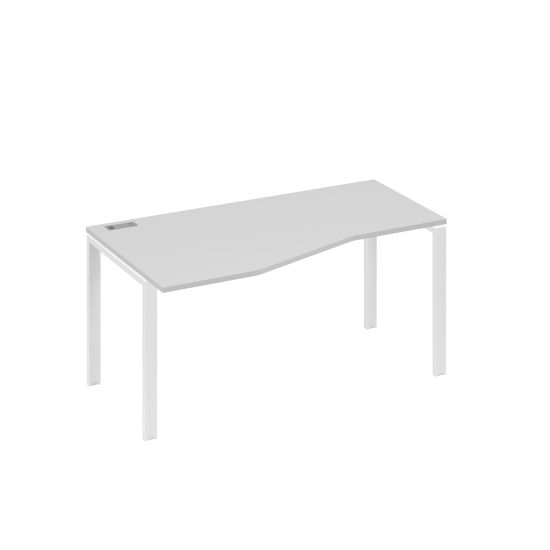 Стол эргономичный левый Техно на металлокаркасе UNO серый / металлокаркас белый