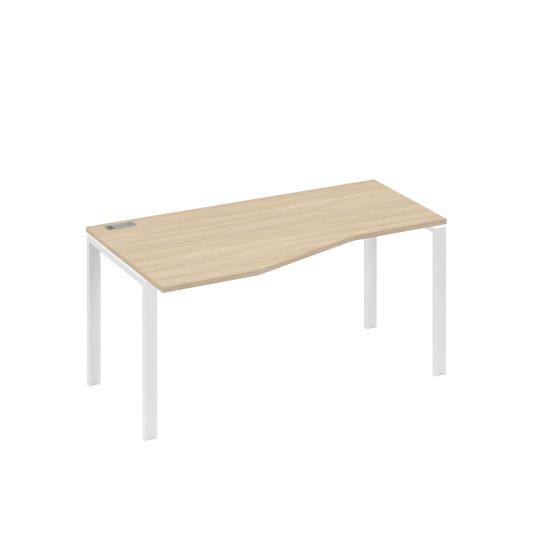 Стол эргономичный левый Техно на металлокаркасе UNO дуб скандинавский / металлокаркас белый