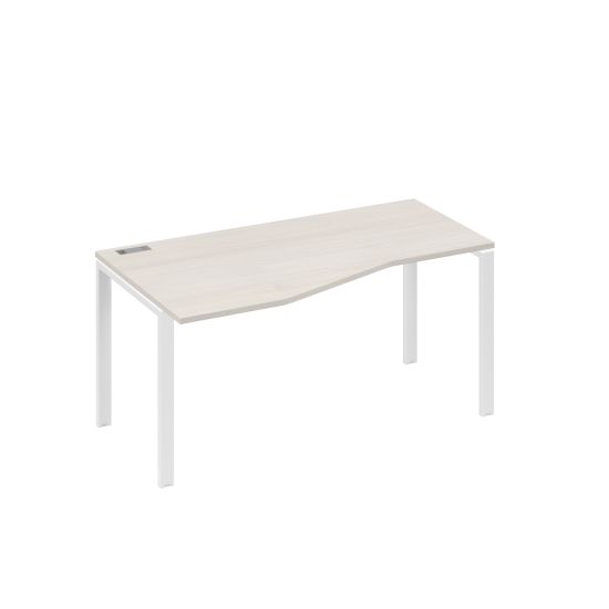 Стол эргономичный левый Техно на металлокаркасе UNO дуб / металлокаркас белый