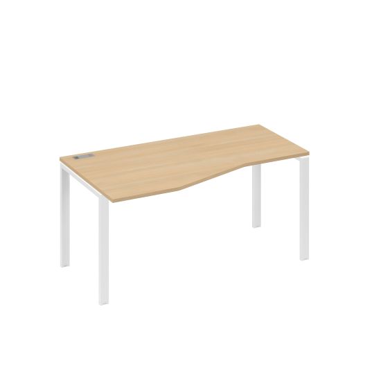 Стол эргономичный левый Техно на металлокаркасе UNO натуральный дуб / металлокаркас белый