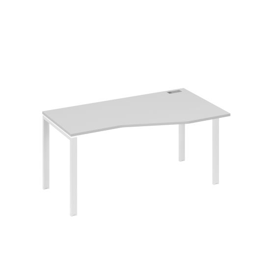 Стол правый Техно на металлокаркасе UNO эргономичный серый / металлокаркас белый