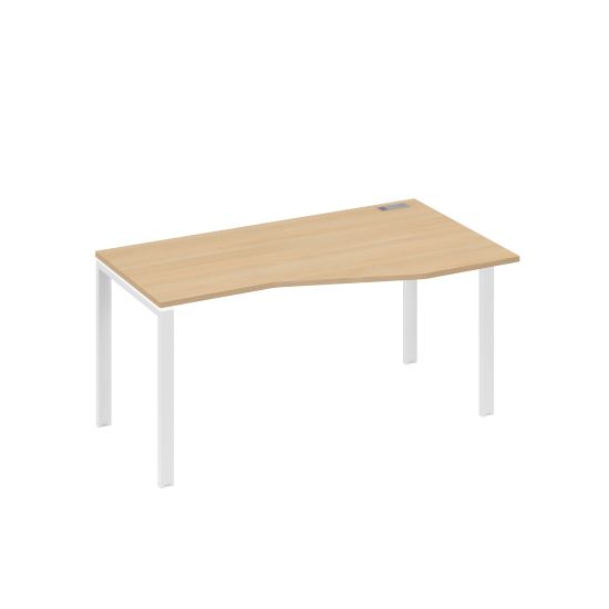 Стол правый Техно на металлокаркасе UNO эргономичный натуральный дуб / металлокаркас белый