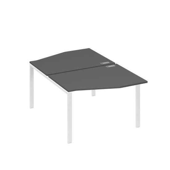 Рабочая станция столы Техно на металлокаркасе UNO (2х120) антрацит премиум / металлокаркас белый