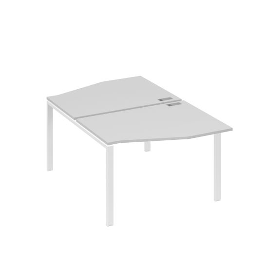 Рабочая станция столы Техно на металлокаркасе UNO (2х120) серый / металлокаркас белый