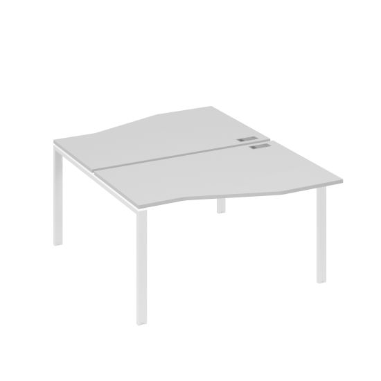 Рабочая станция каркас UNO столы (2х140) Техно серый / металлокаркас белый