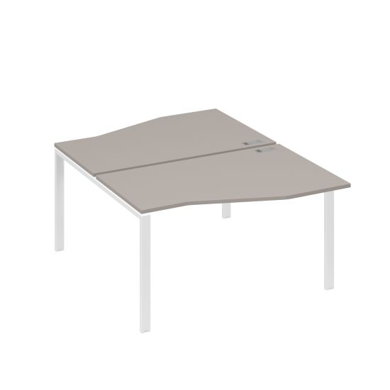 Рабочая станция каркас UNO столы (2х140) Техно мокко премиум / металлокаркас белый