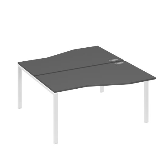 Рабочая станция столы Техно каркас UNO (2х160) антрацит премиум / металлокаркас белый