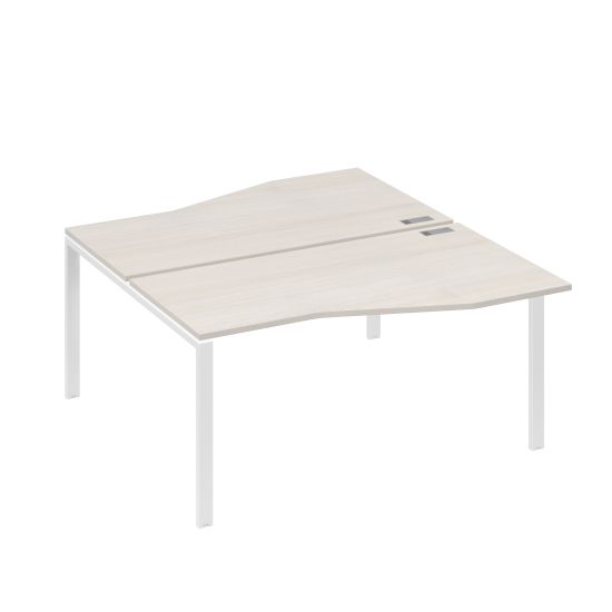 Рабочая станция столы Техно каркас UNO (2х160) дуб / металлокаркас белый
