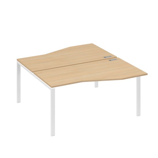 Рабочая станция столы Техно каркас UNO (2х160) натуральный дуб / металлокаркас белый