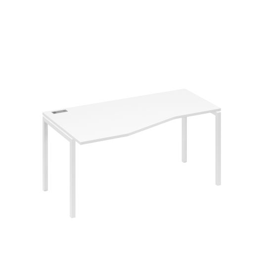 Стол эргономичный левый Техно на металлокаркасе DUE белый премиум / металлокаркас белый
