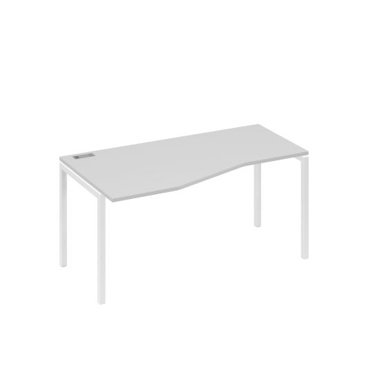 Стол эргономичный левый Техно на металлокаркасе DUE серый / металлокаркас белый