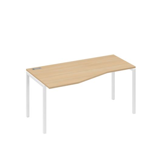 Стол эргономичный левый Техно на металлокаркасе DUE натуральный дуб / металлокаркас белый