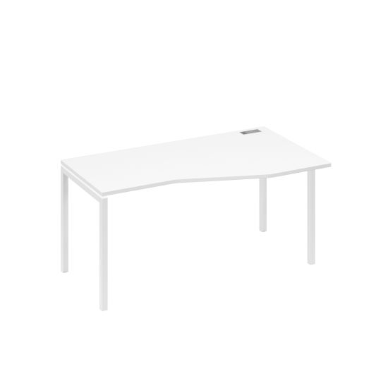 Стол эргономичный правый Техно на металлокаркасе DUE белый премиум / металлокаркас белый