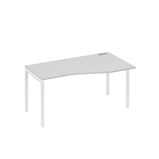 Стол эргономичный правый Техно на металлокаркасе DUE серый / металлокаркас белый