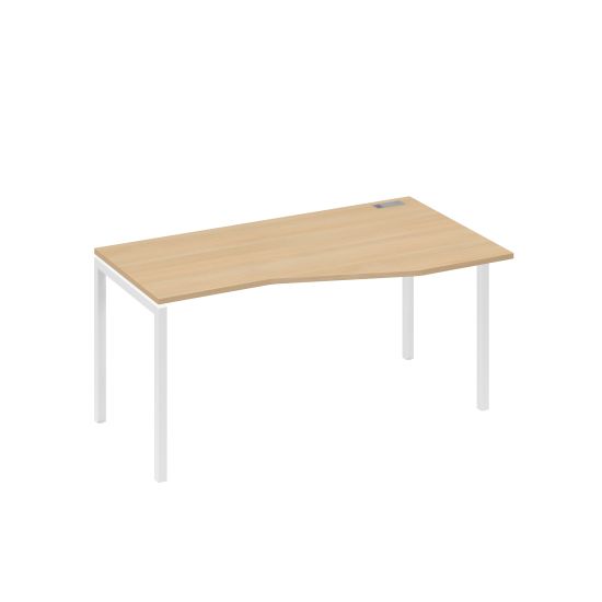 Стол эргономичный правый Техно на металлокаркасе DUE натуральный дуб / металлокаркас белый