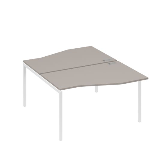 Рабочая станция каркас DUE столы (2х140) Техно мокко премиум / металлокаркас белый