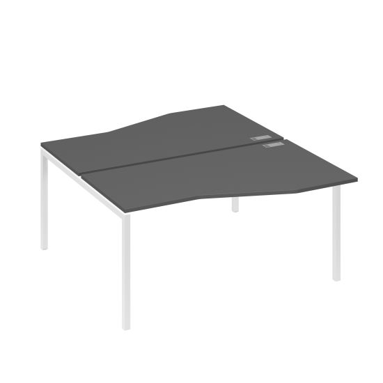 Станция со столами Техно эргономичными (2х160) каркас DUE антрацит премиум / металлокаркас белый