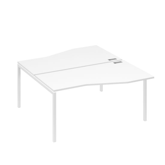 Станция со столами Техно эргономичными (2х160) каркас DUE белый премиум / металлокаркас белый