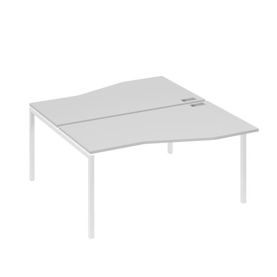 Станция со столами Техно эргономичными (2х160) каркас DUE серый / металлокаркас белый