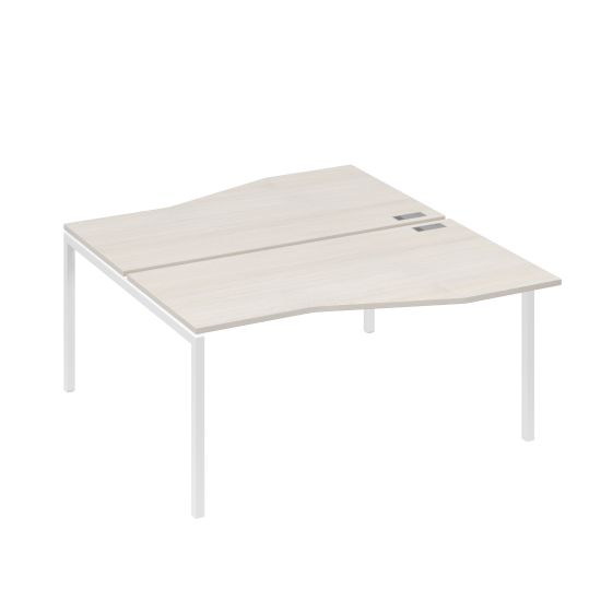 Станция со столами Техно эргономичными (2х160) каркас DUE дуб / металлокаркас белый