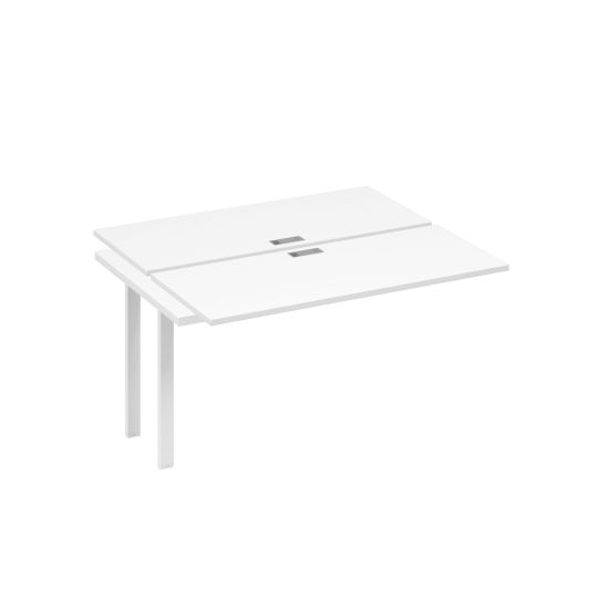 Секция стола рабочей станции на металлокаркасе UNO (2х140) белый премиум / металлокаркас белый