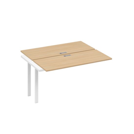 Секция стола рабочей станции на металлокаркасе UNO (2х140) натуральный дуб / металлокаркас белый