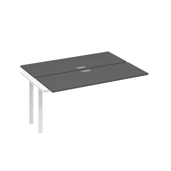Секция стола рабочей станции на металлокаркасе UNO (2х160) антрацит премиум / металлокаркас белый
