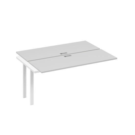 Секция стола рабочей станции на металлокаркасе UNO (2х160) серый / металлокаркас белый