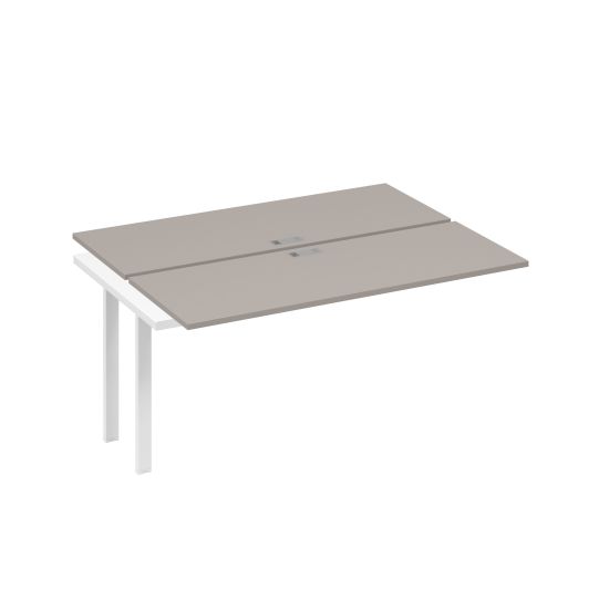 Секция стола рабочей станции на металлокаркасе UNO (2х160) мокко премиум / металлокаркас белый
