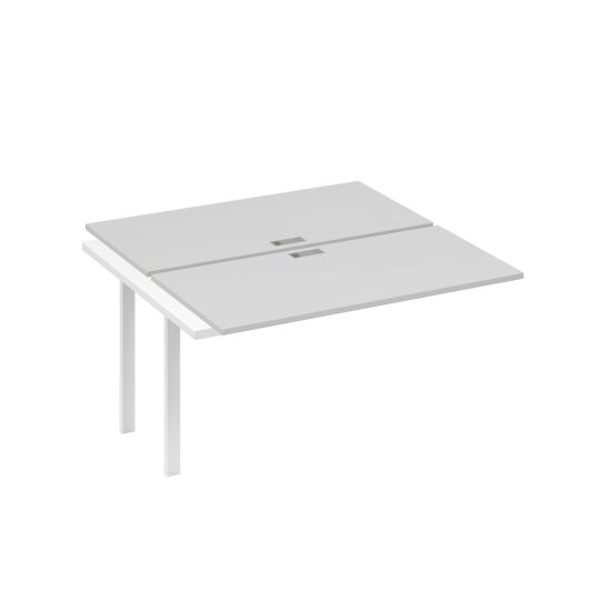Секция (2х140) стола рабочей станции опоры UNO серый / металлокаркас белый