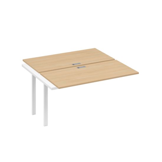 Секция (2х140) стола рабочей станции опоры UNO натуральный дуб / металлокаркас белый