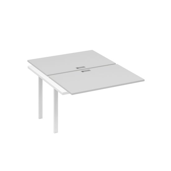 Секция стола станции на каркасе UNO 2х120 серый / металлокаркас белый
